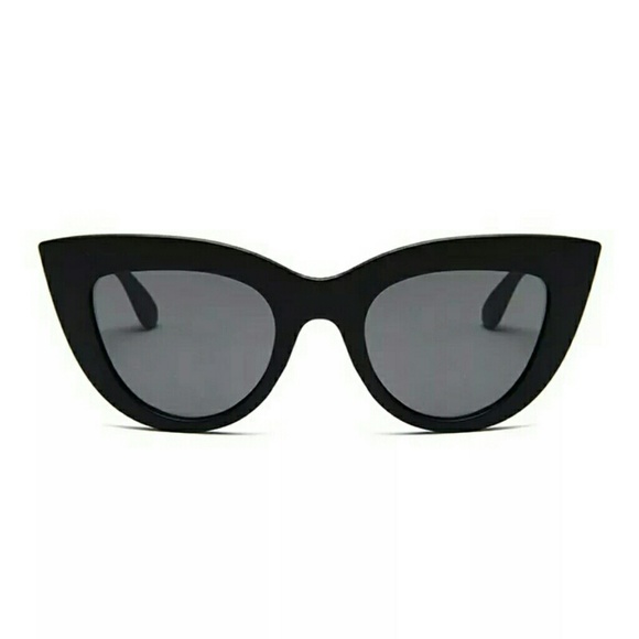 Mod Cat Eye Black Sunglasses Black Lens - Picture 3 of 6